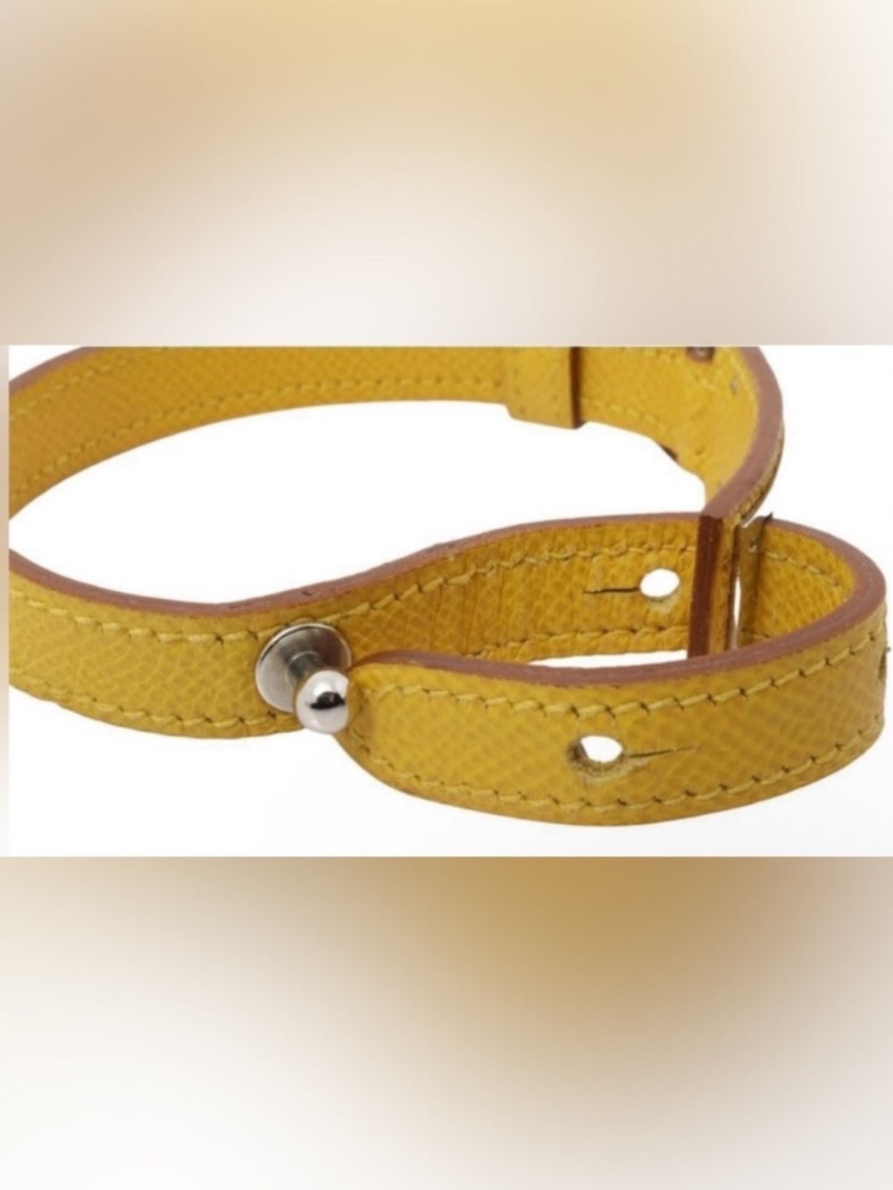 Hermès Yellow Epsom Leather Collar/ Bracelet PM | Palladium COA Authenticated - Picture 2 of 10